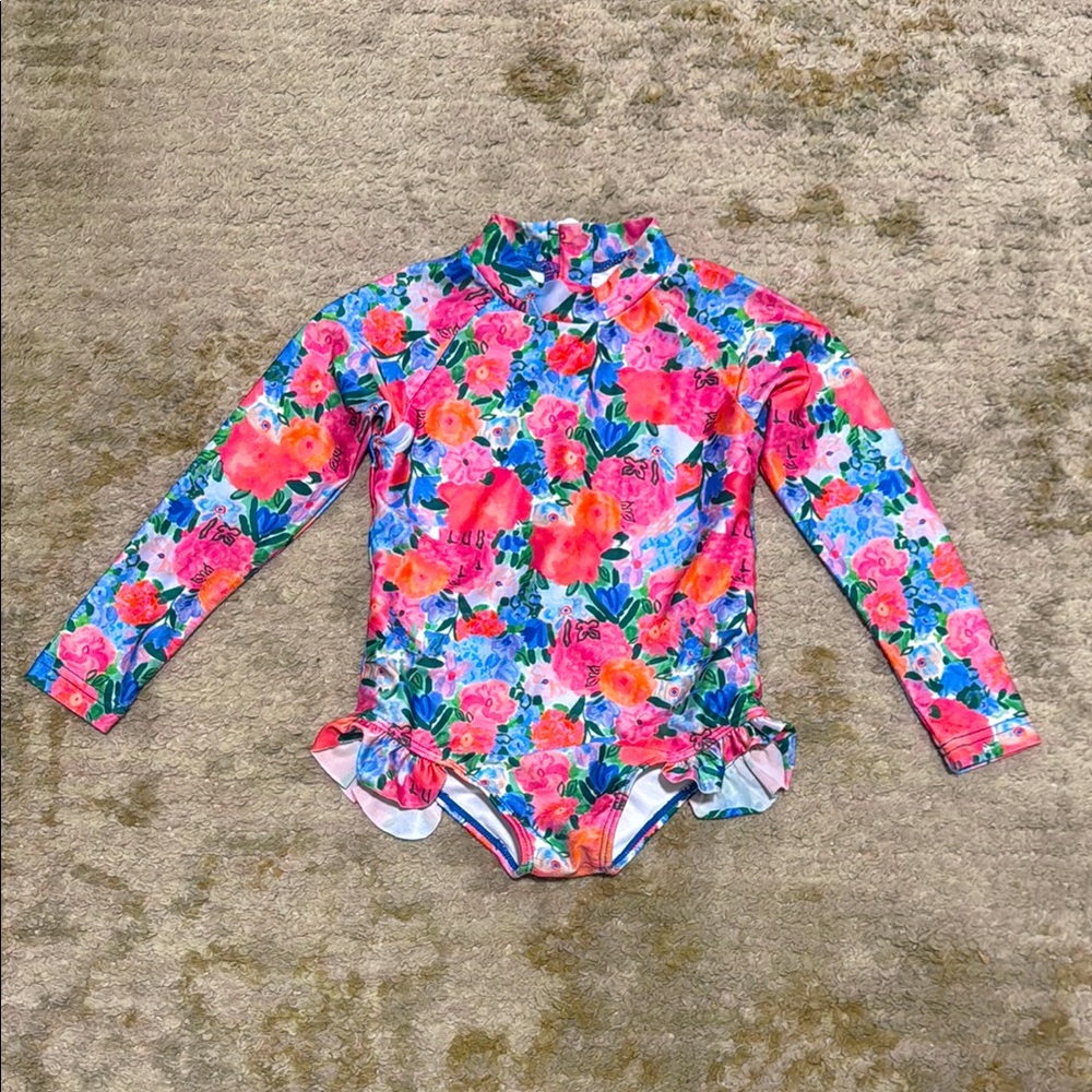 Poppy Kids Co Toddler Girl Floral Long Sleeve Rashguard Swimsuit 2T